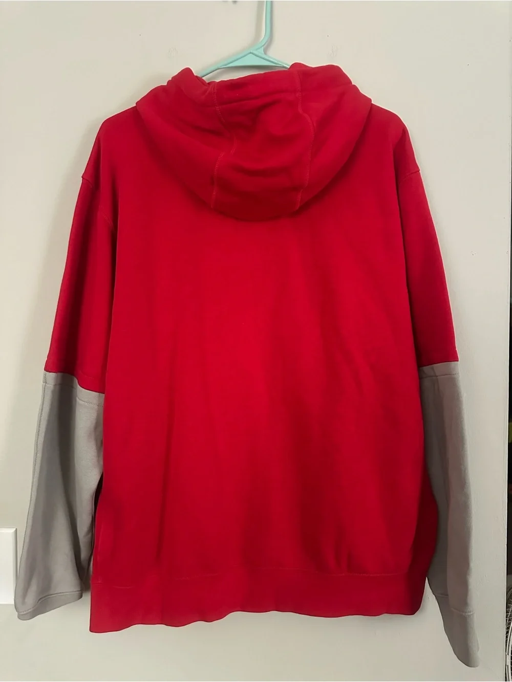 Nike Red Crewneck Hoodie with Gray Sleeve Panels